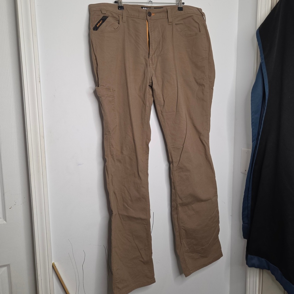 Ariat Rebar M4 Relaxed Work Pants Mens 36x36 Brown Canvas Straight Leg Utility